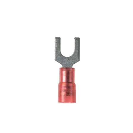 Panduit Fork Terminal, #8 Stud Size, 18 AWG, 600 V, Nylon Insulated, Red, 100 PK PNF18-8F-C